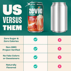 Zevia Zero Sugar Soda, Ginger Root Beer, 12 oz Cans (24-Pack) – Naturally Sweetened, Zero Calorie Sugar Free Soda - Non-GMO Project Verified, Gluten-Free, Vegan