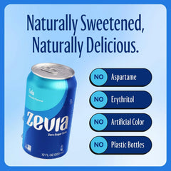 Zevia Zero Sugar Soda,Cola,16 oz Cans – Naturally Sweetened,Non-GMO Project Verified,Gluten-Free,Vegan,(Pack of 24)
