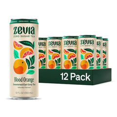 Zevia Zero Sugar Tea, Earl Grey Tea Blood Orange, 12 oz Cans (12-Pack) – Naturally Sweetened, Zero Calorie Sugar Free - Non-GMO Project Verified, Gluten-Free, Vegan